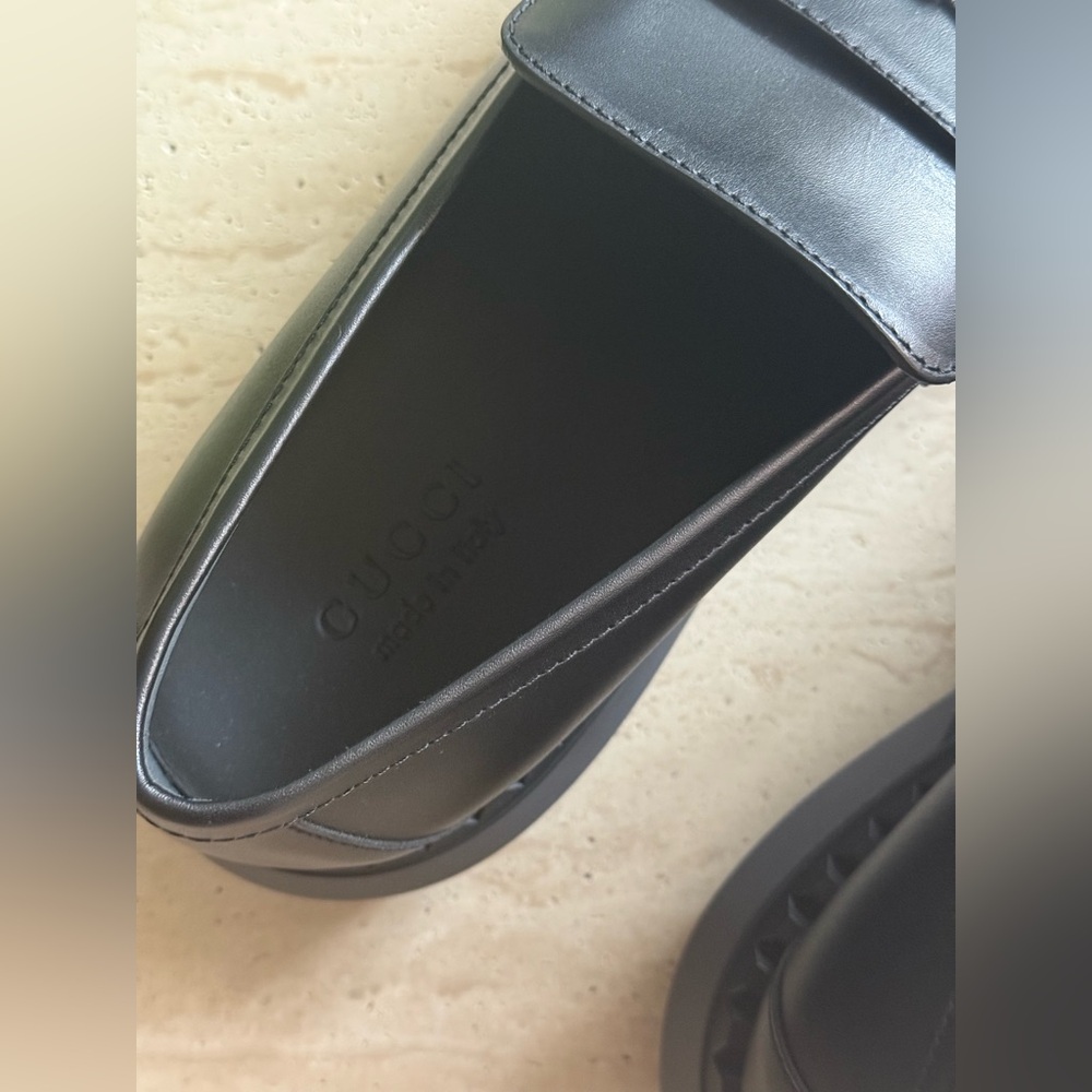 NWB GUCCI Gucci Horsebit Leather Loafers 'All Black' Designer Size/12 - Picture 7 of 16